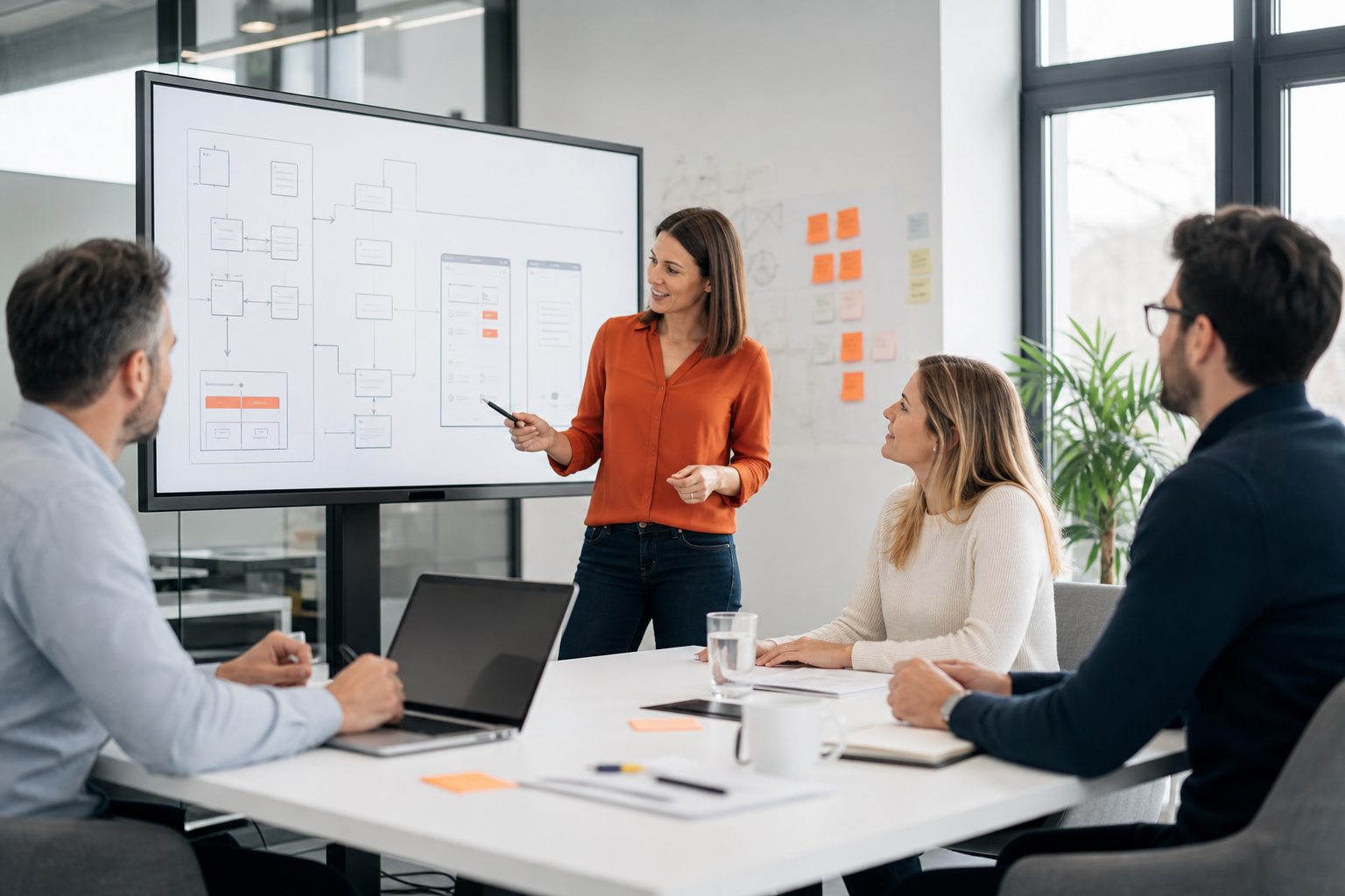 Team bespricht individuelle Unternehmenssoftware